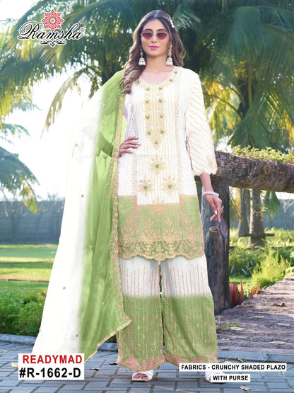 R 1662 Ramsha Crunchy Pakistani Readymade Suits Supplier Gujarat