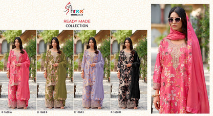 R 1668 Shree Fabs Chinon Pakistani Readymade Suits Wholesale Price