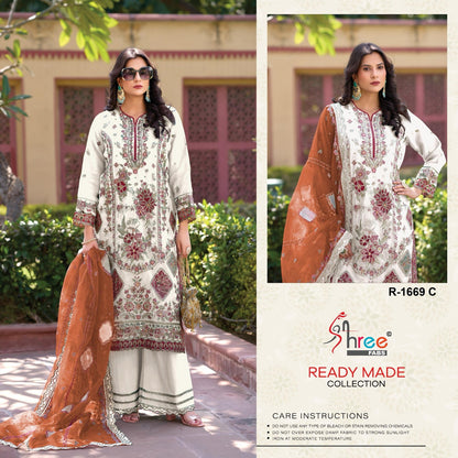 R 1669 Shree Fabs Organza Pakistani Readymade Suits Supplier India