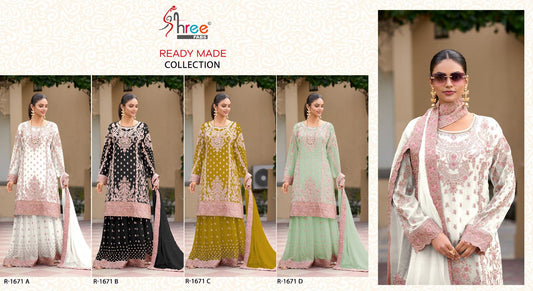 R 1671 Specially Eid Collection Shree Fabs Chinon Pakistani Readymade Suits Manufacturer Ahmedabad
