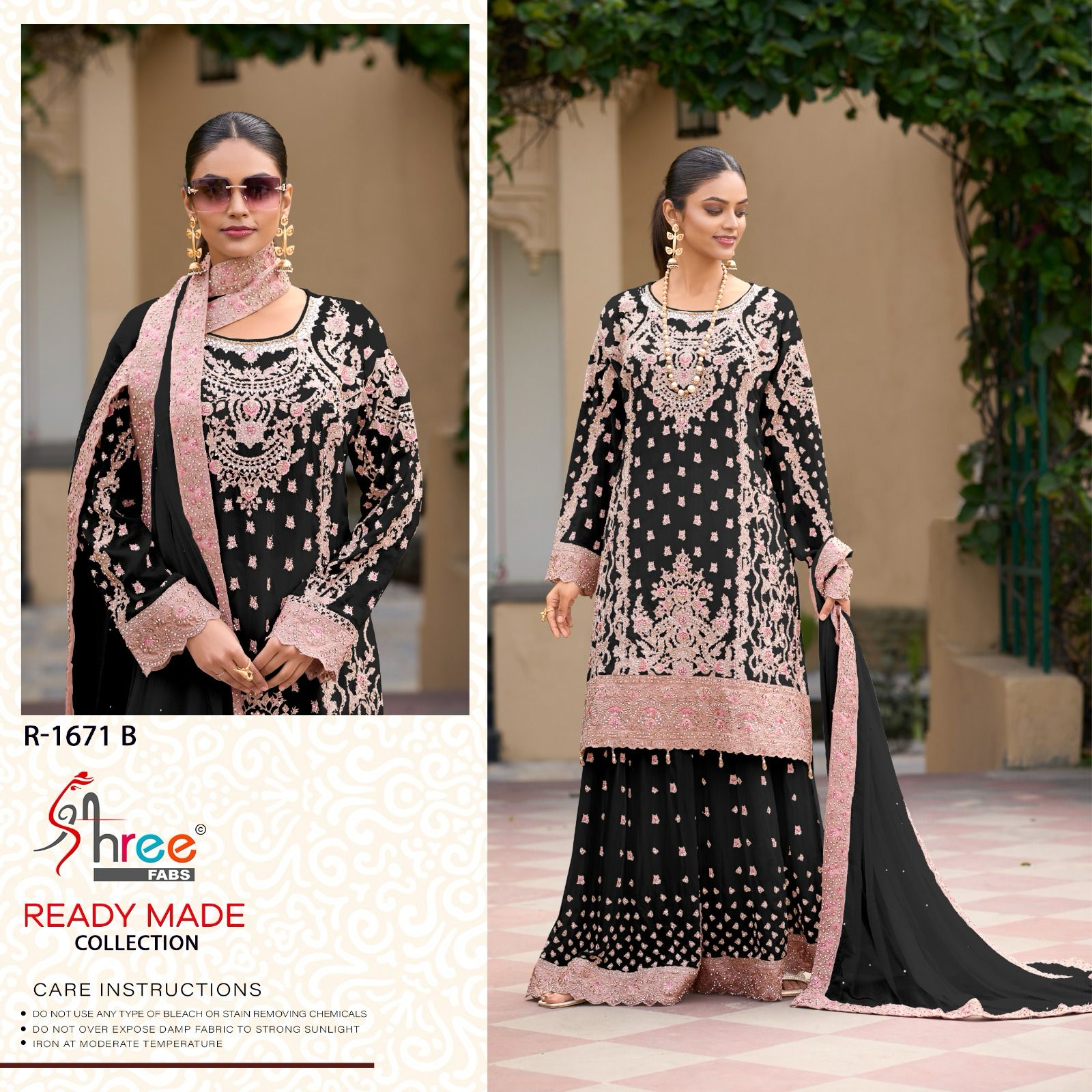 R 1671 Specially Eid Collection Shree Fabs Chinon Pakistani Readymade Suits Manufacturer Ahmedabad