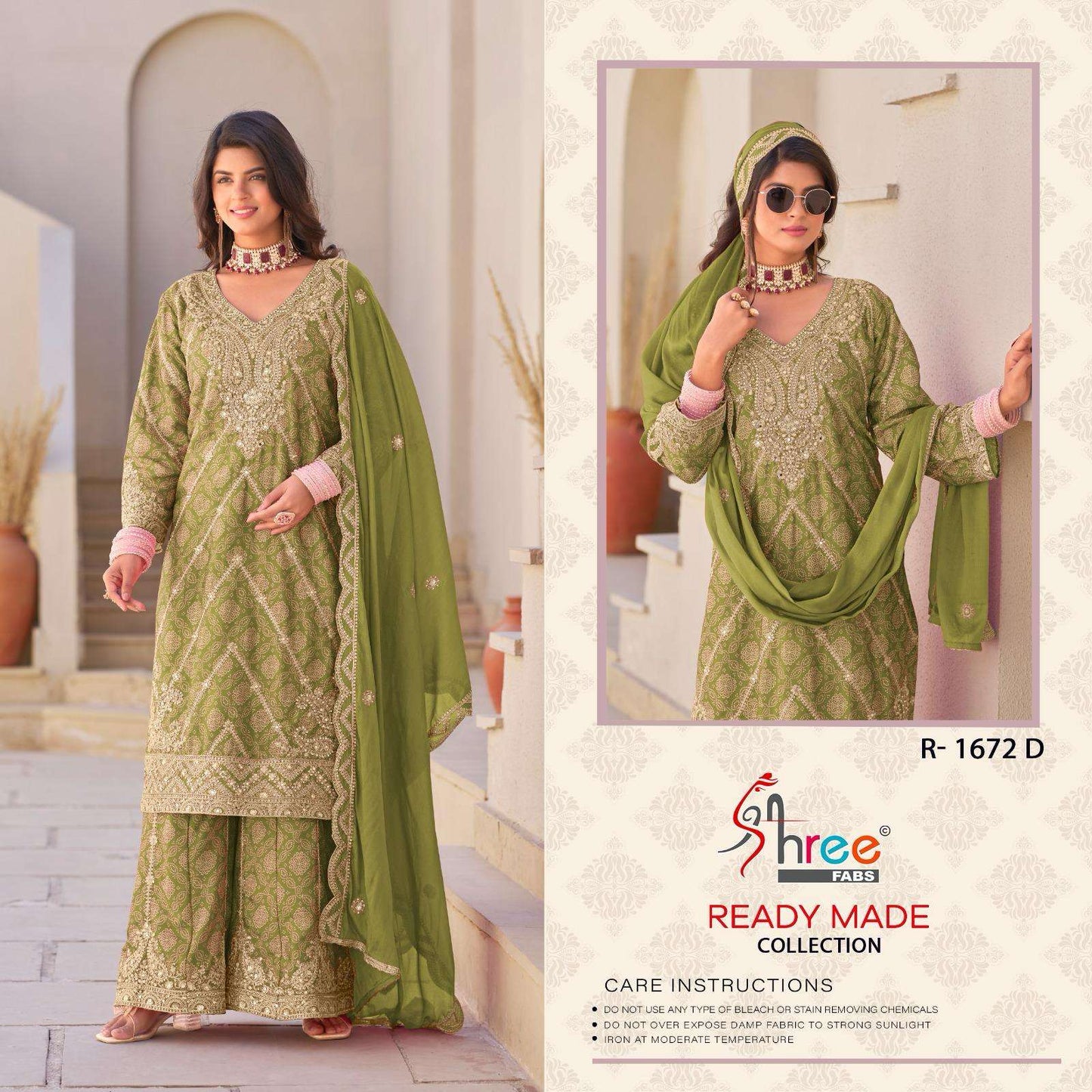 R 1672 Shree Fabs Chinon Pakistani Readymade Suits Supplier