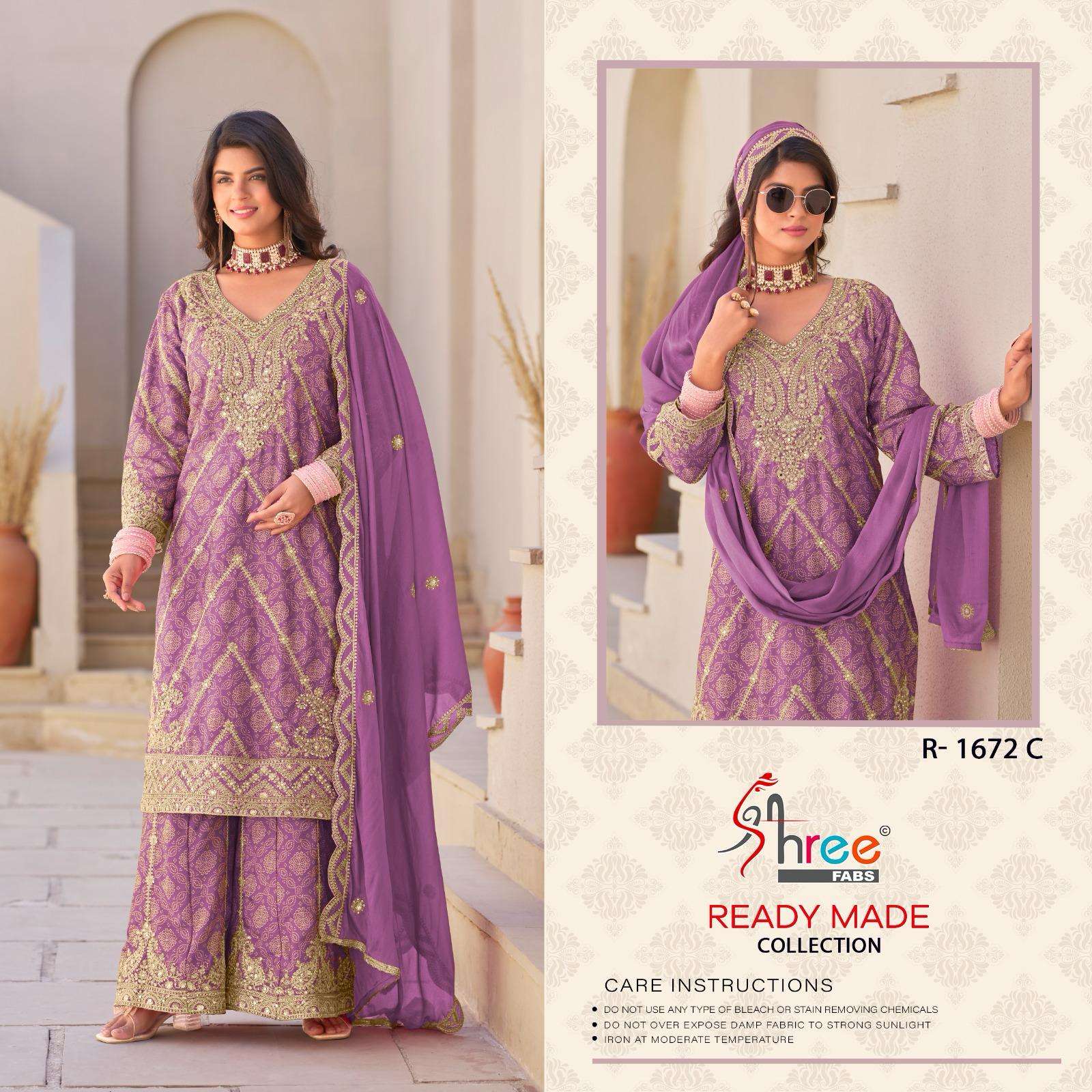 R 1672 Shree Fabs Chinon Pakistani Readymade Suits Supplier