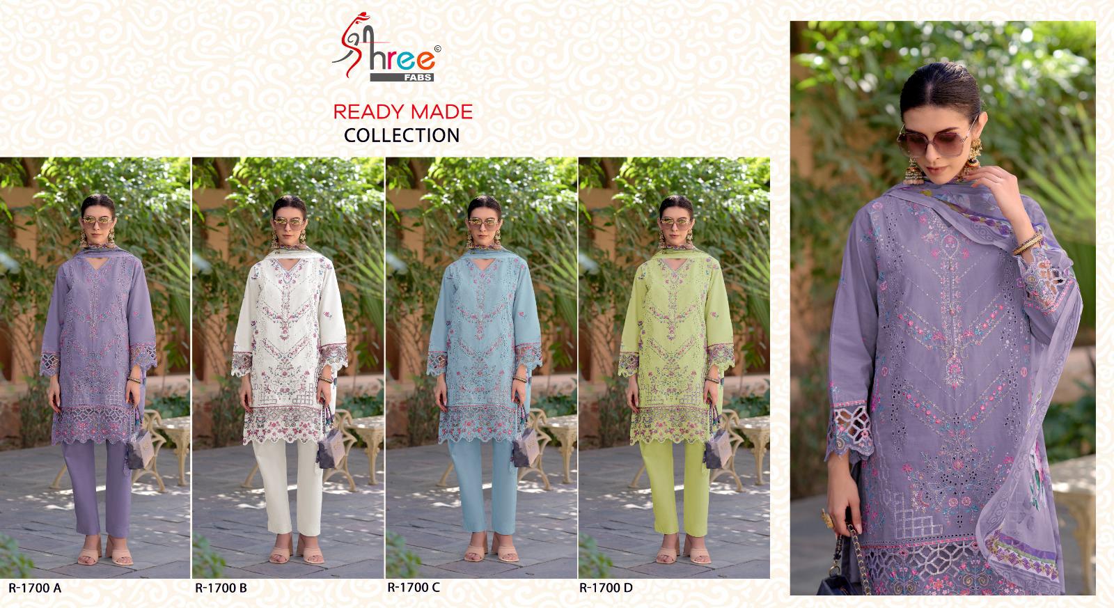 R 1700 Shree Fabs Cambric Cotton Pakistani Readymade Suits Wholesaler India