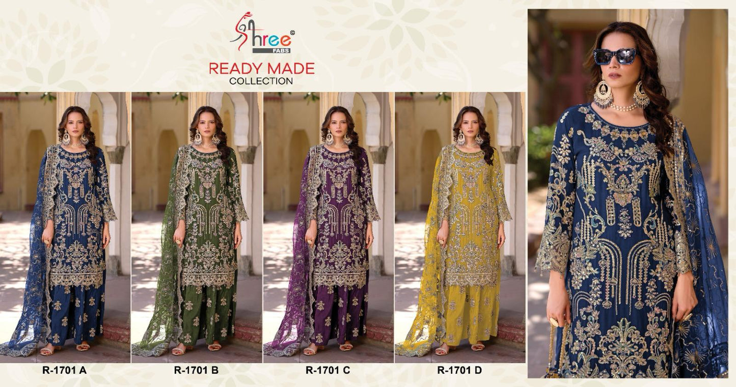 R 1701 Specially Eid Collection Shree Fabs Chinon Pakistani Readymade Suits Manufacturer