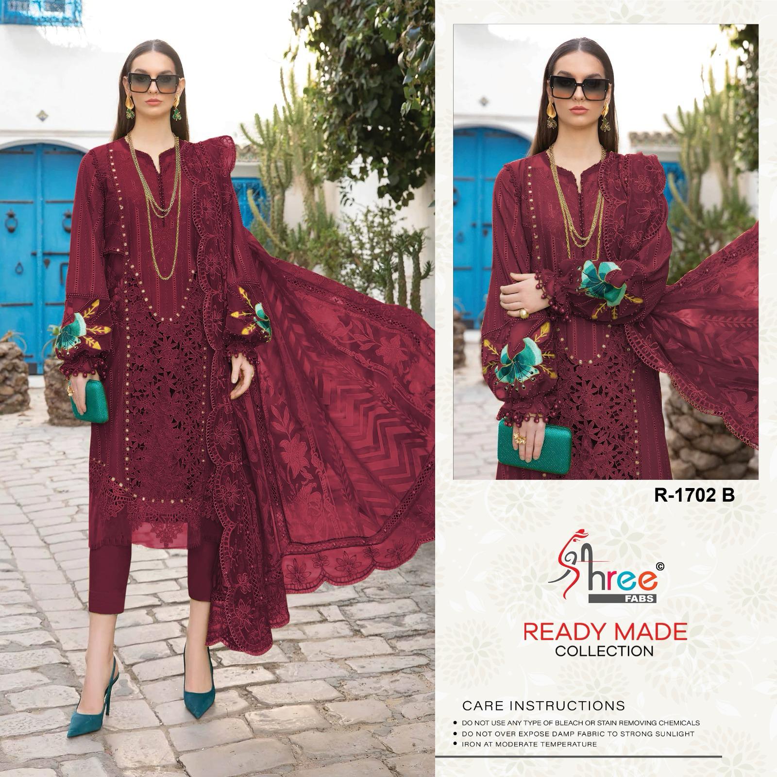 R 1702 Shree Fabs Organza Pakistani Readymade Suits Manufacturer Ahmedabad