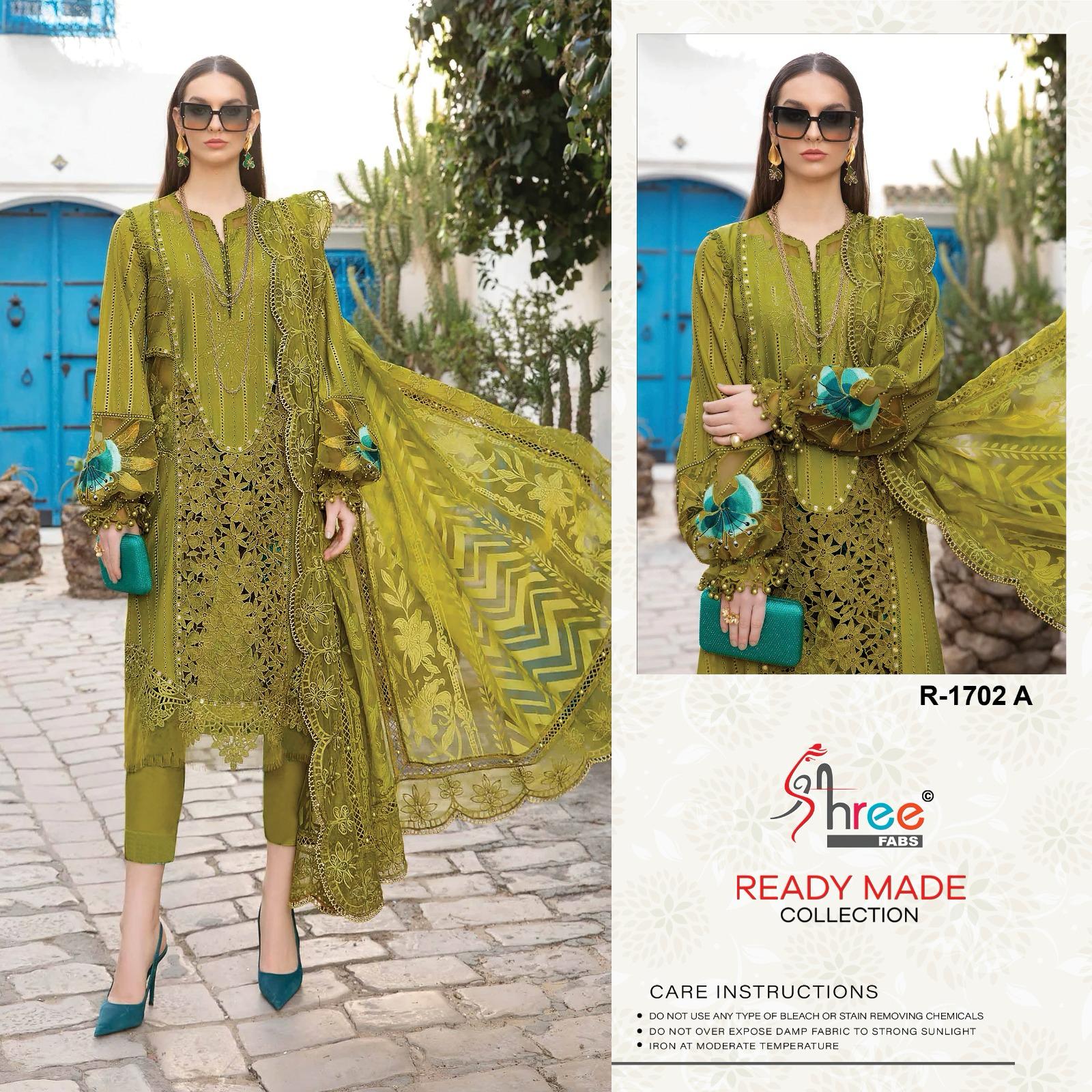 R 1702 Shree Fabs Organza Pakistani Readymade Suits Manufacturer Ahmedabad