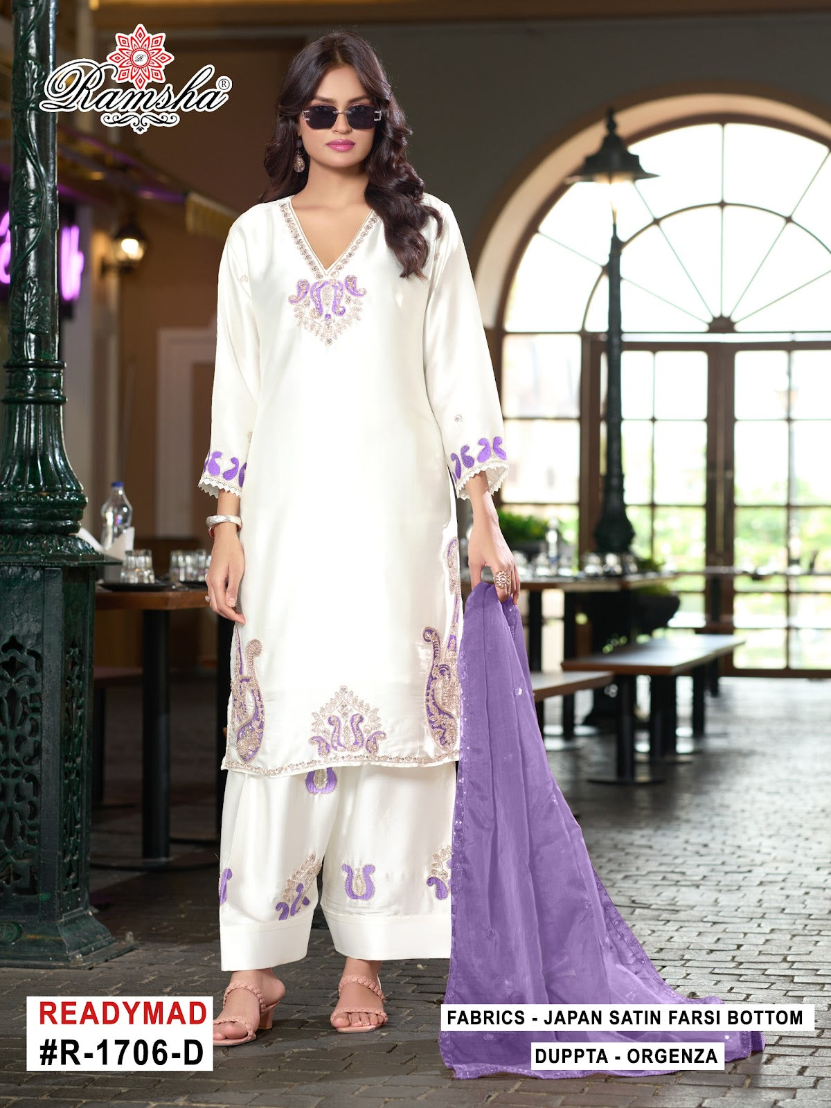 R 1706 Ramsha Japan Satin Pakistani Readymade Suits Supplier