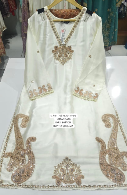 R 1706 Ramsha Japan Satin Pakistani Readymade Suits Supplier
