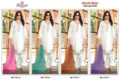 R 1707 Ramsha Japan Satin Pakistani Readymade Suits Manufacturer