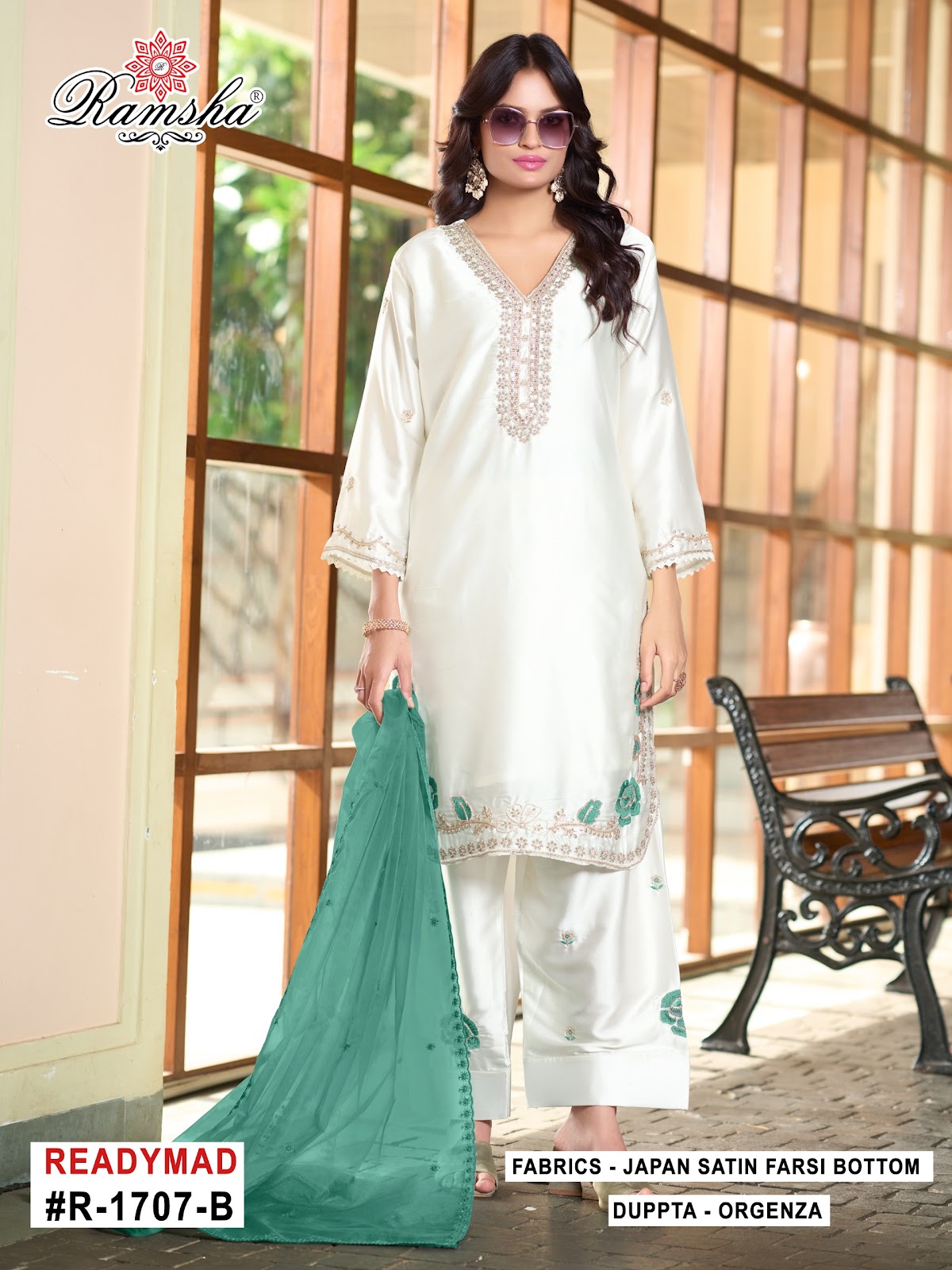R 1707 Ramsha Japan Satin Pakistani Readymade Suits Manufacturer