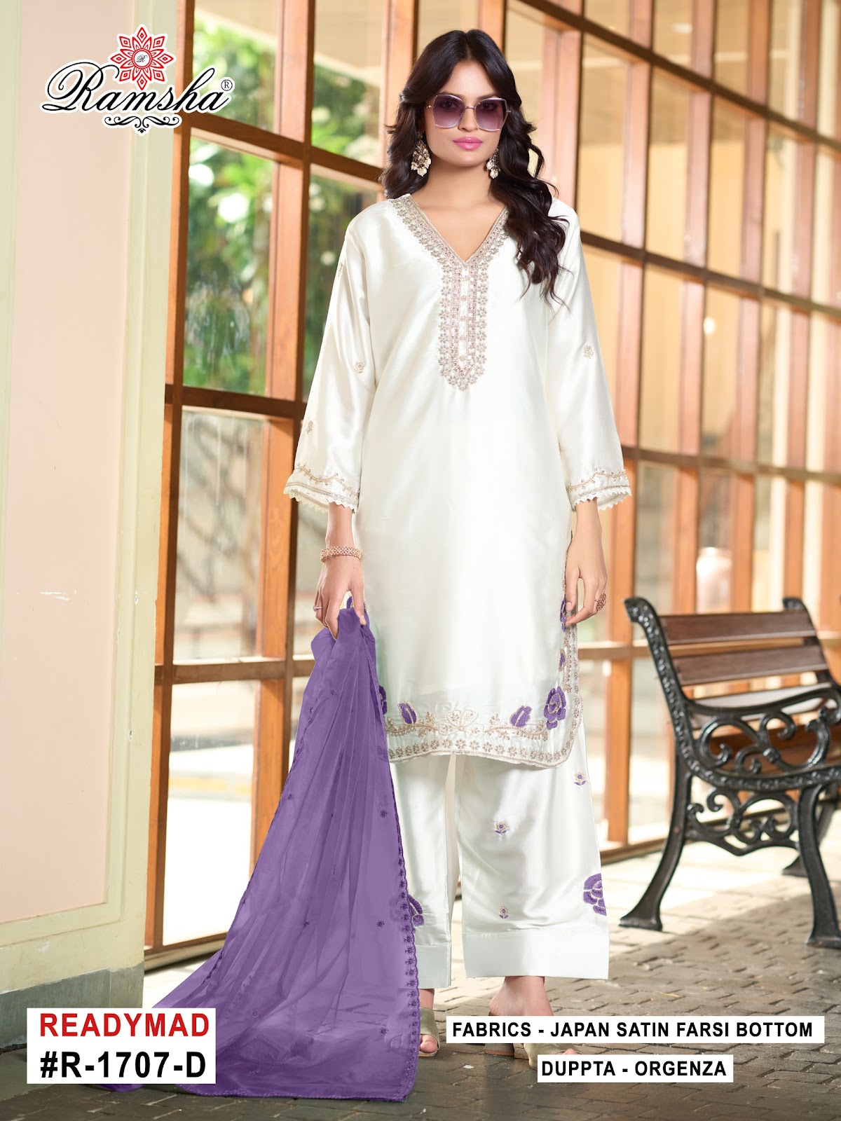 R 1707 Ramsha Japan Satin Pakistani Readymade Suits Manufacturer