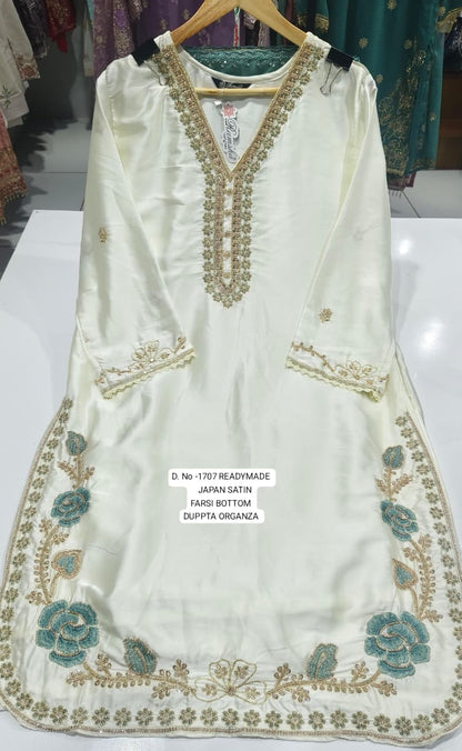 R 1707 Ramsha Japan Satin Pakistani Readymade Suits Manufacturer
