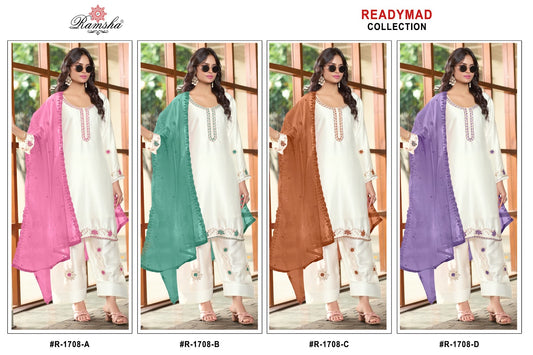 R 1708 Ramsha Japan Satin Pakistani Readymade Suits Exporter