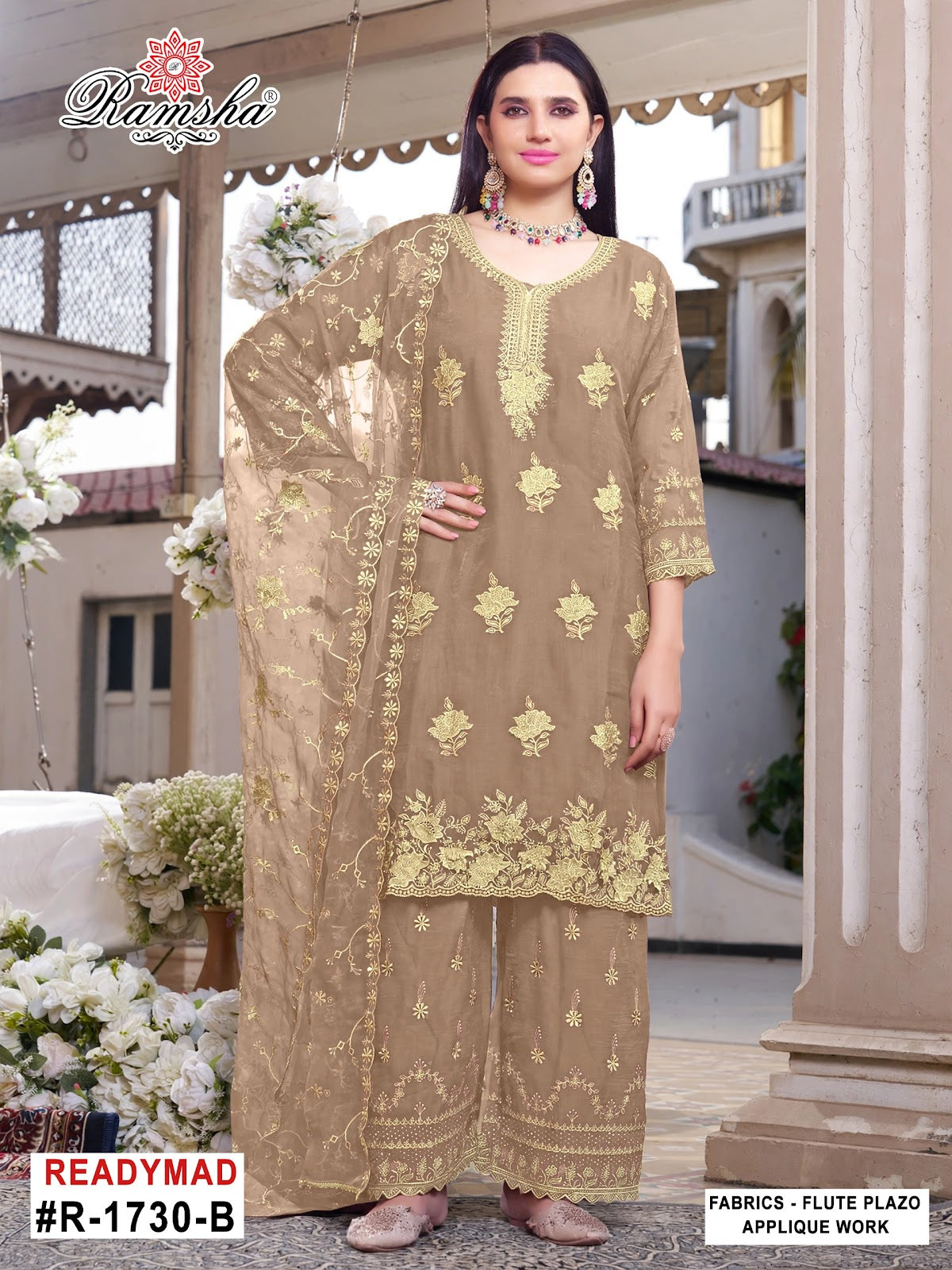 R 1730 Ramsha Flute Pakistani Readymade Suits Supplier Gujarat