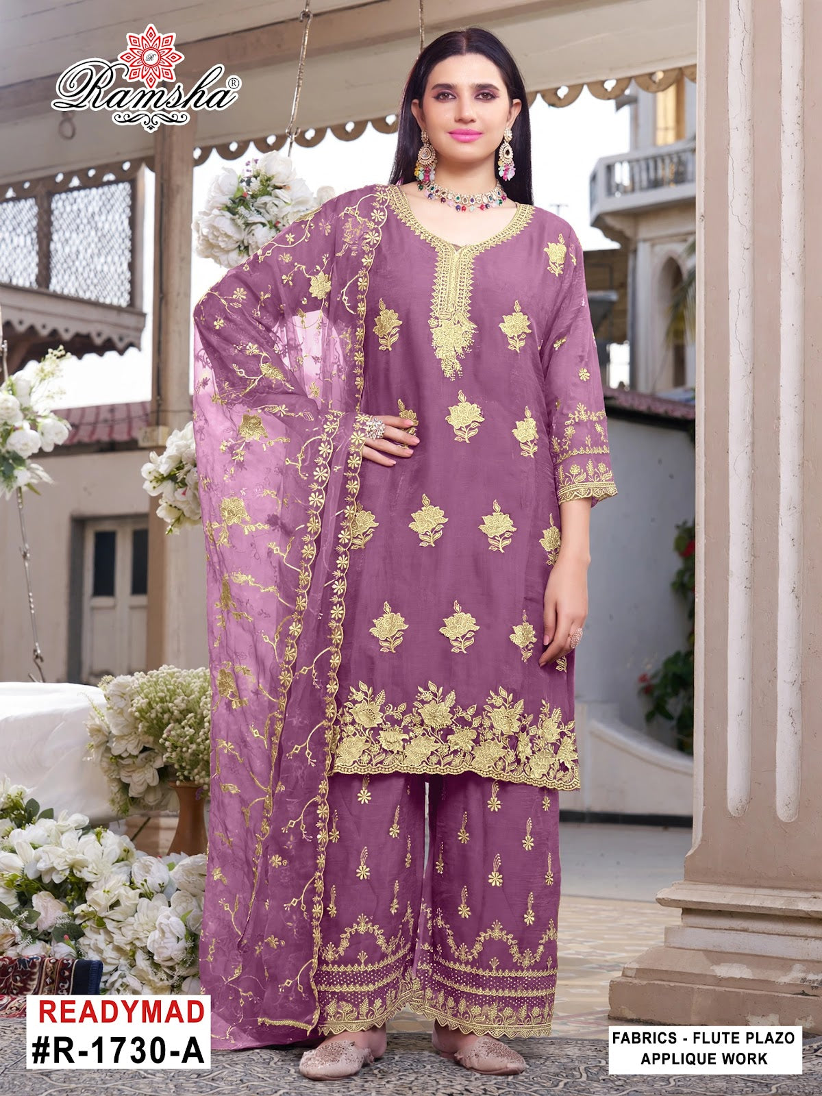 R 1730 Ramsha Flute Pakistani Readymade Suits Supplier Gujarat