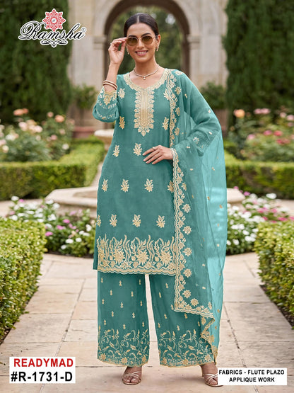 R 1731 Ramsha Flute Pakistani Readymade Suits Exporter Gujarat