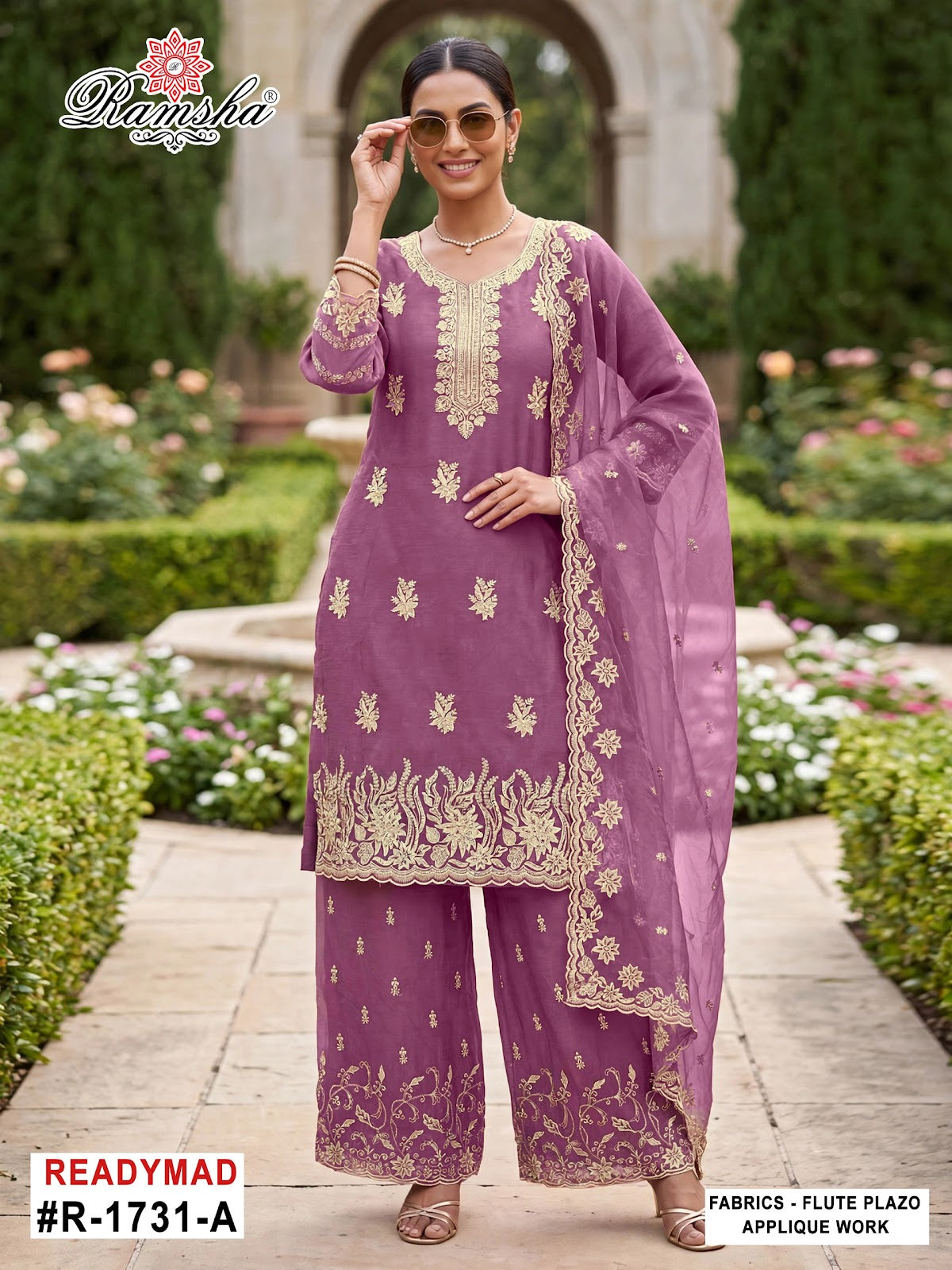 R 1731 Ramsha Flute Pakistani Readymade Suits Exporter Gujarat