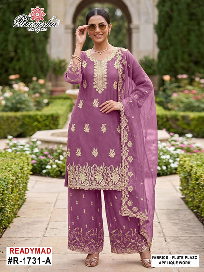 R 1731 Ramsha Flute Pakistani Readymade Suits Exporter Gujarat