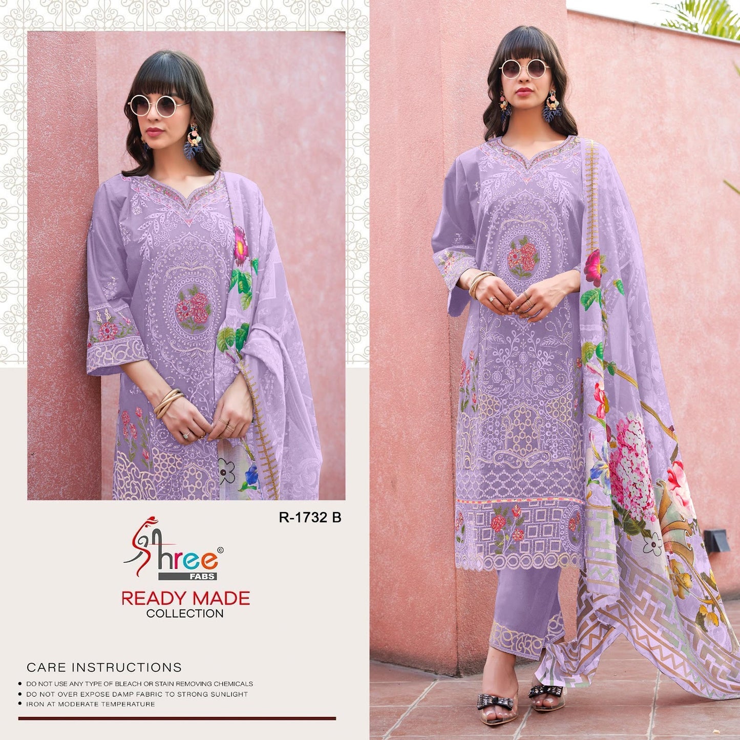 R 1732 Shree Fabs Cambric Cotton Pakistani Readymade Suits Wholesaler Ahmedabad