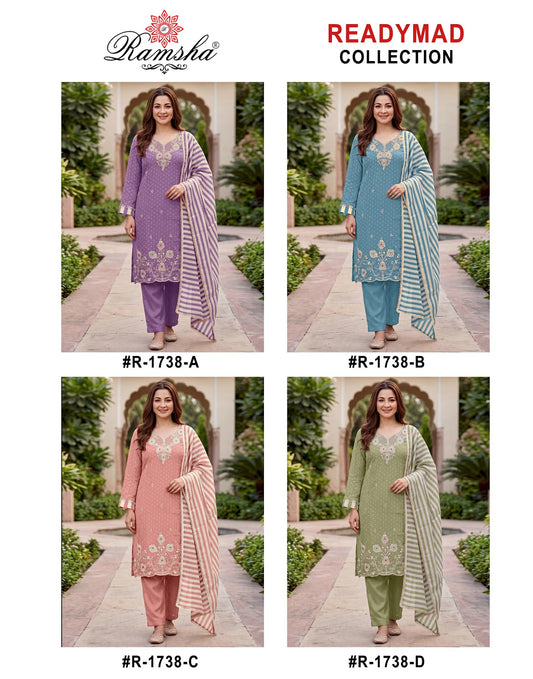 R 1738 Ramsha Kanjivaram Pakistani Readymade Suits Manufacturer Ahmedabad