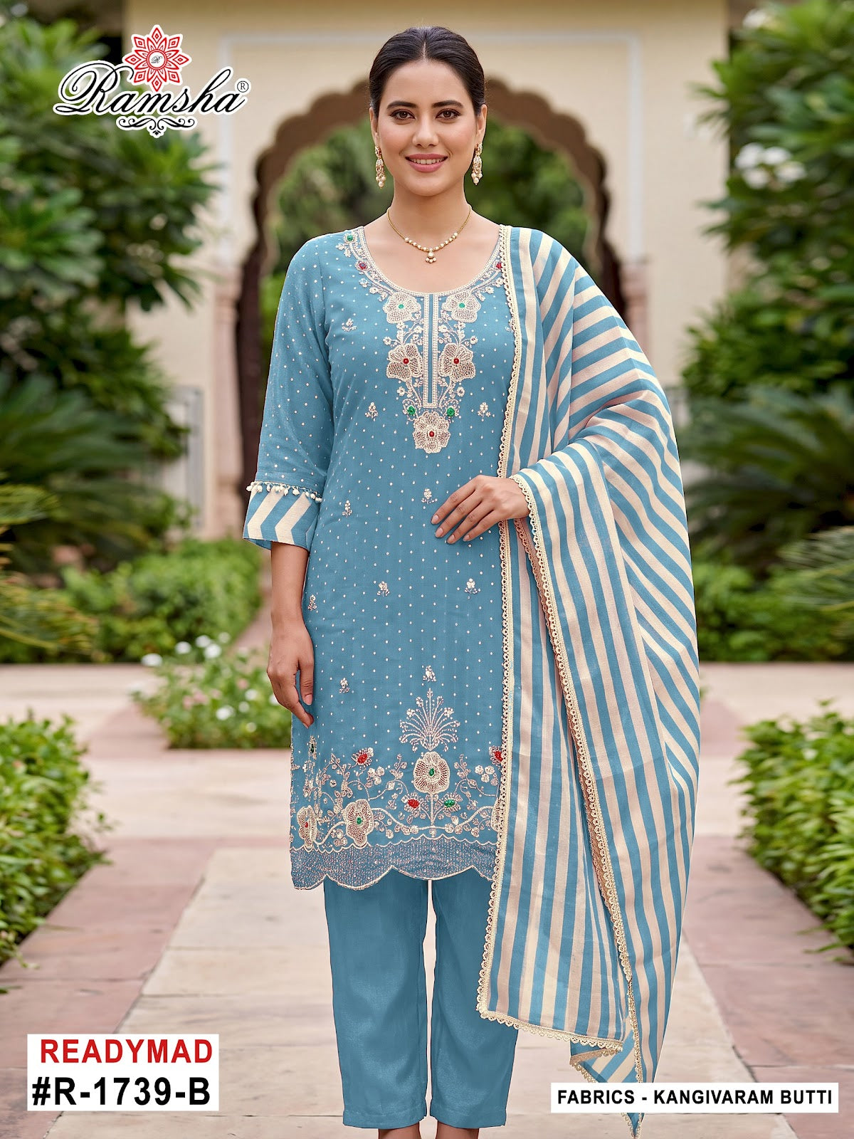 R 1739 Ramsha Kanjivaram Pakistani Readymade Suits Wholesale Rate