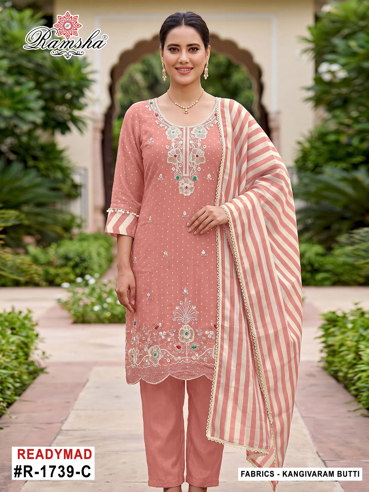 R 1739 Ramsha Kanjivaram Pakistani Readymade Suits Wholesale Rate