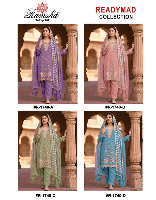 R 1740 Ramsha Kanjivaram Pakistani Readymade Suits Exporter