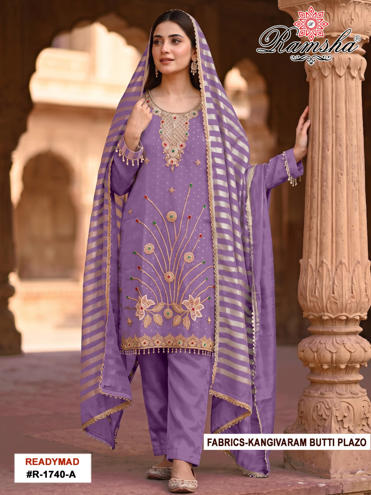 R 1740 Ramsha Kanjivaram Pakistani Readymade Suits Exporter