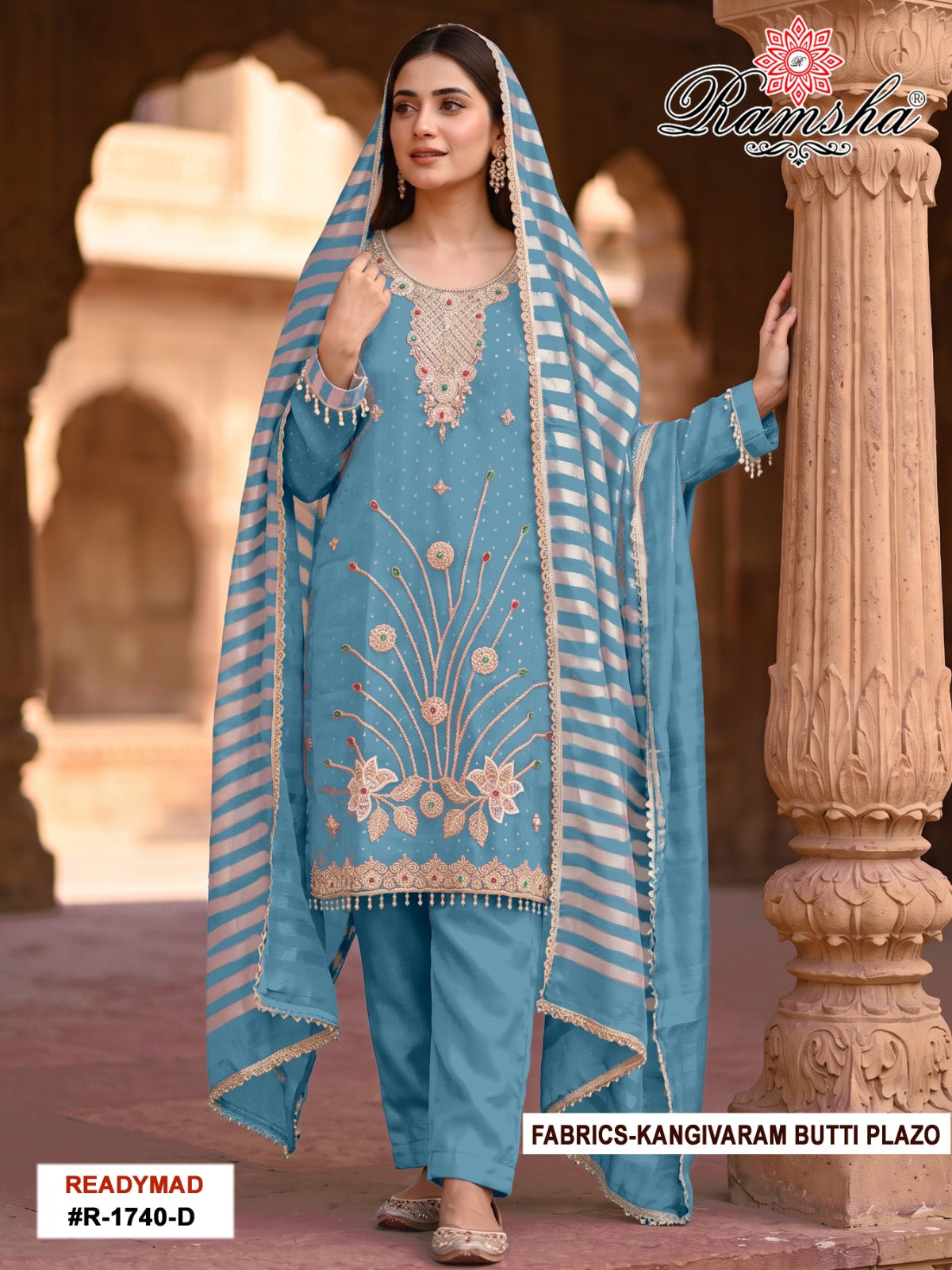 R 1740 Ramsha Kanjivaram Pakistani Readymade Suits Exporter