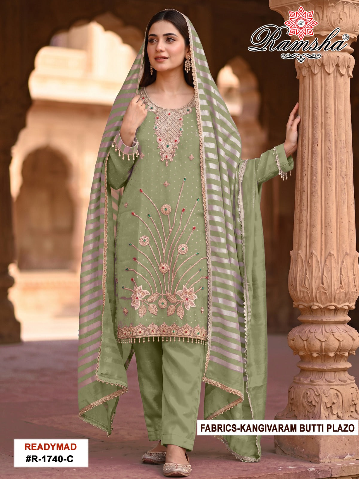 R 1740 Ramsha Kanjivaram Pakistani Readymade Suits Exporter