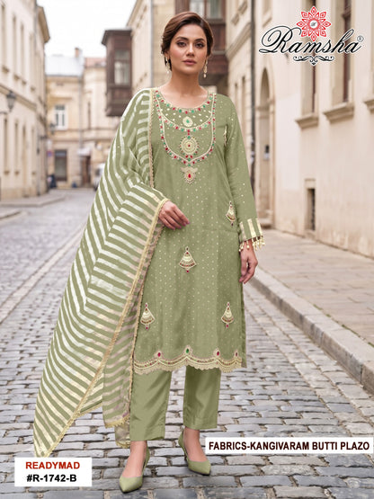 R 1742 Ramsha Kanjivaram Pakistani Readymade Suits Wholesaler