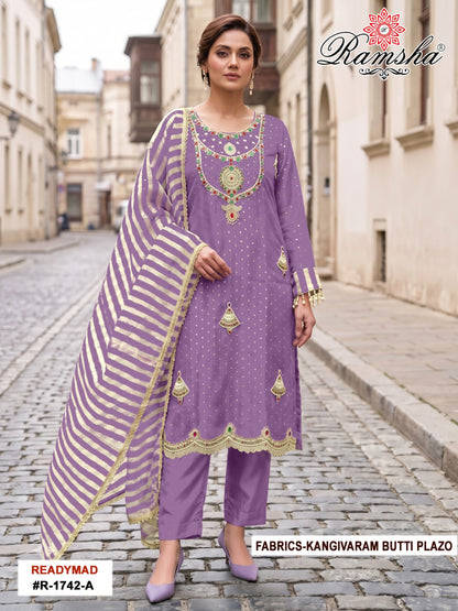 R 1742 Ramsha Kanjivaram Pakistani Readymade Suits Wholesaler