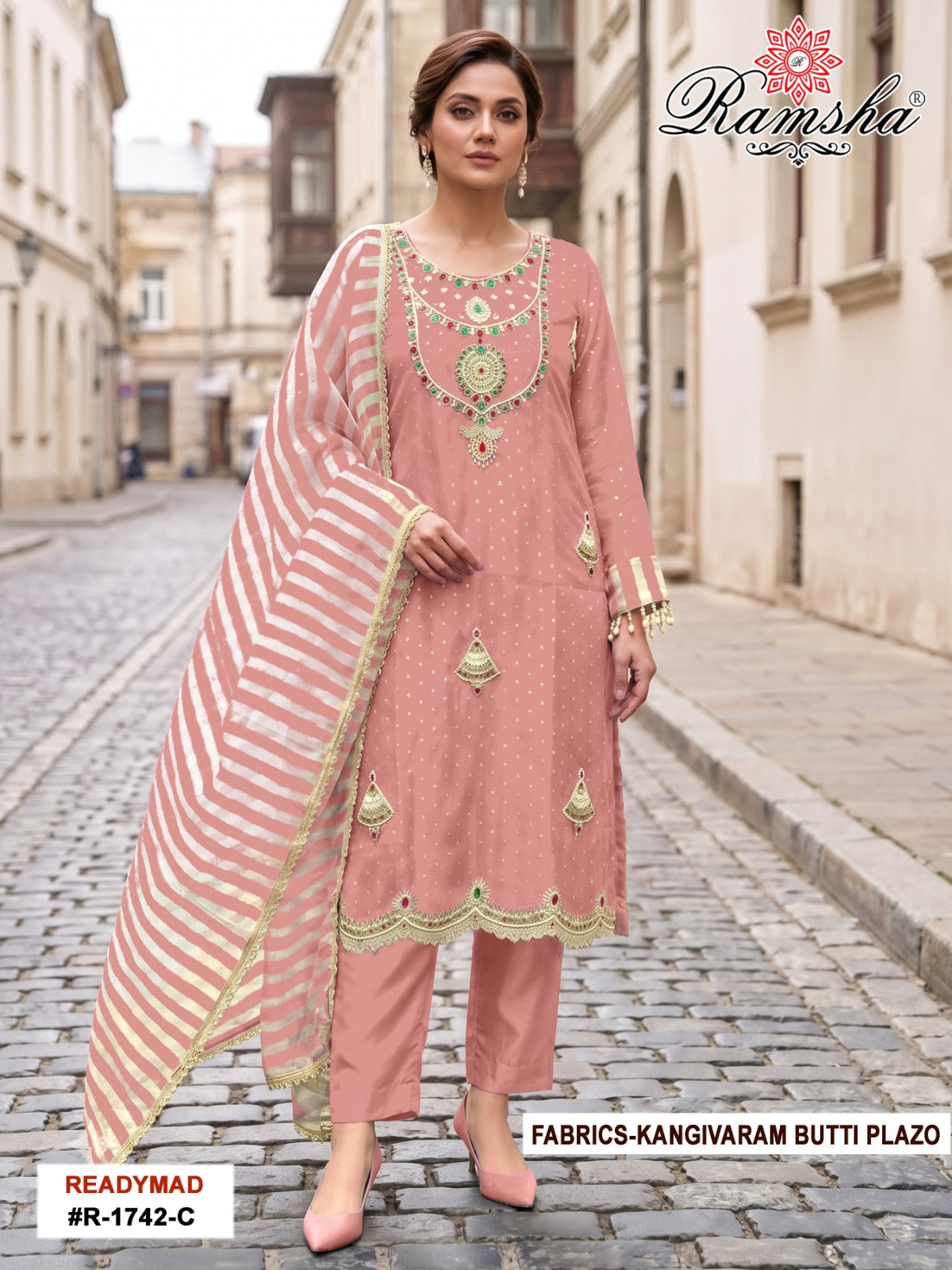 R 1742 Ramsha Kanjivaram Pakistani Readymade Suits Wholesaler