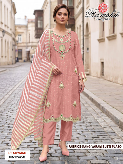 R 1742 Ramsha Kanjivaram Pakistani Readymade Suits Wholesaler