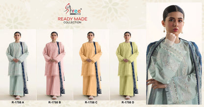 R 1758 Shree Fabs Cambric Cotton Pakistani Readymade Suits Wholesale Price