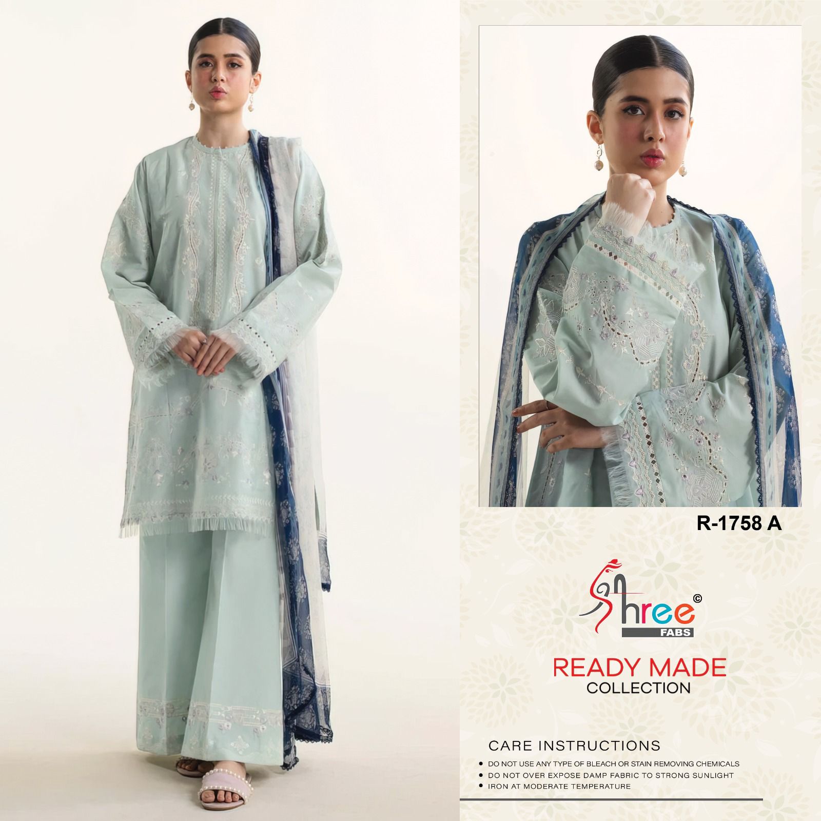 R 1758 Shree Fabs Cambric Cotton Pakistani Readymade Suits Wholesale Price