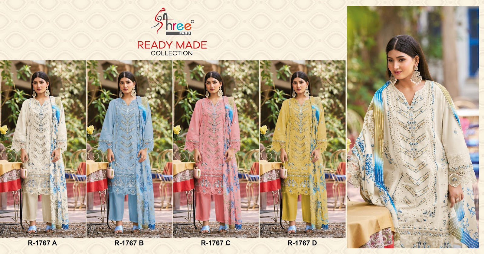 R 1767 Shree Fabs Cotton Pakistani Readymade Suits Wholesale