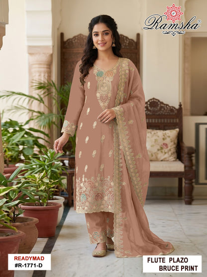 R 1771 Ramsha Flute Pakistani Readymade Suits Supplier