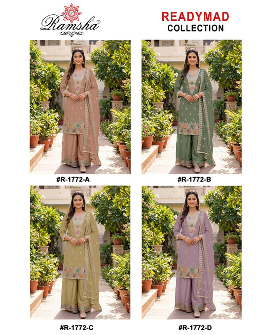 R 1772 Ramsha Flute Pakistani Readymade Suits Manufacturer