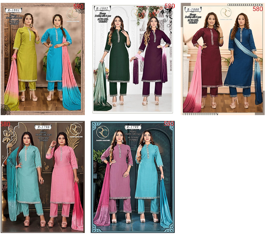 R 1798-1802 Ramdev Creation Dobby Readymade Pant Style Suits Manufacturer Ahmedabad
