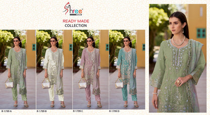 R 1799 Shree Fabs Viscose Organza Pakistani Readymade Suits Wholesaler India