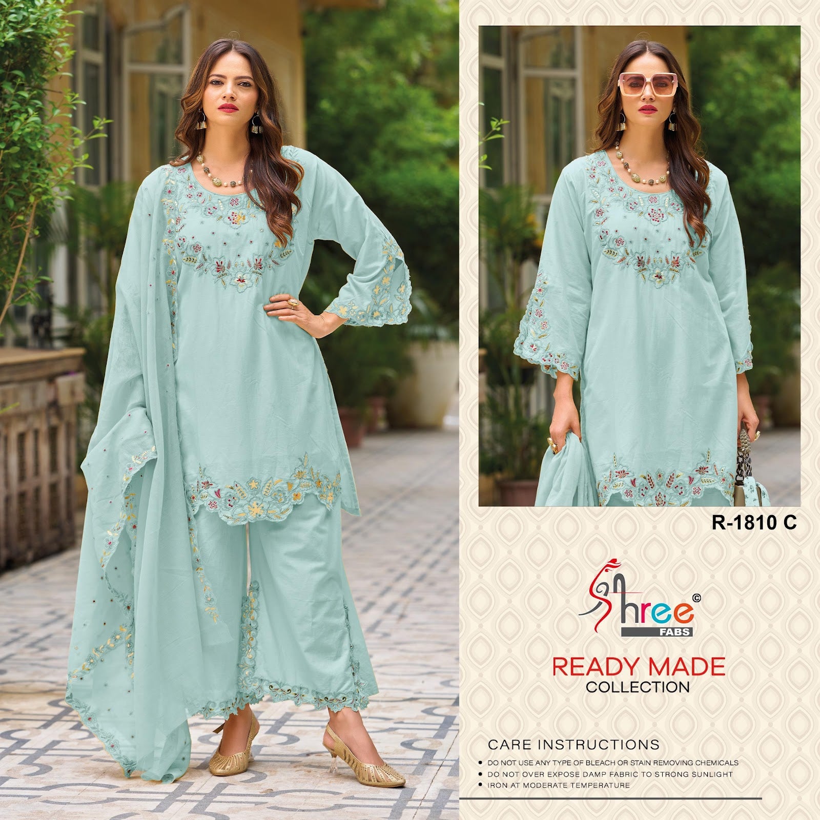 R 1810 Shree Fabs Cambric Cotton Pakistani Readymade Suits Supplier India