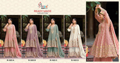 R 1823 Shree Fabs Chinon Pakistani Readymade Suits Supplier Ahmedabad