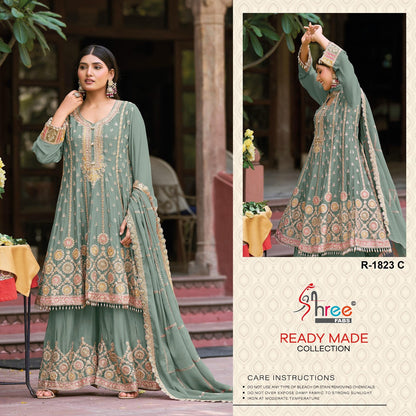 R 1823 Shree Fabs Chinon Pakistani Readymade Suits Supplier Ahmedabad
