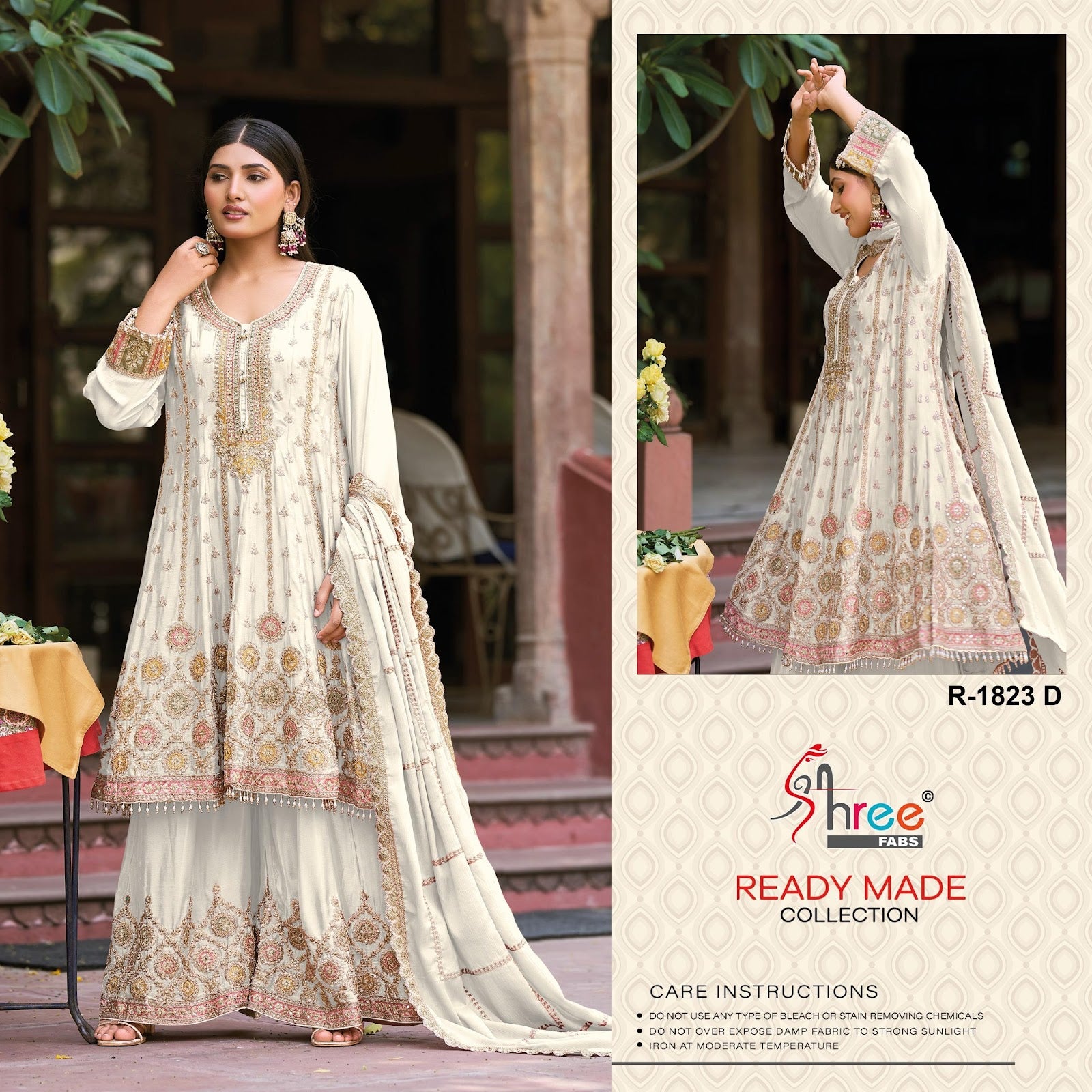 R 1823 Shree Fabs Chinon Pakistani Readymade Suits Supplier Ahmedabad