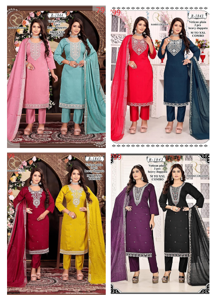 R 1842-1845 Ramdev Creation Vetican Readymade Pant Style Suits Exporter