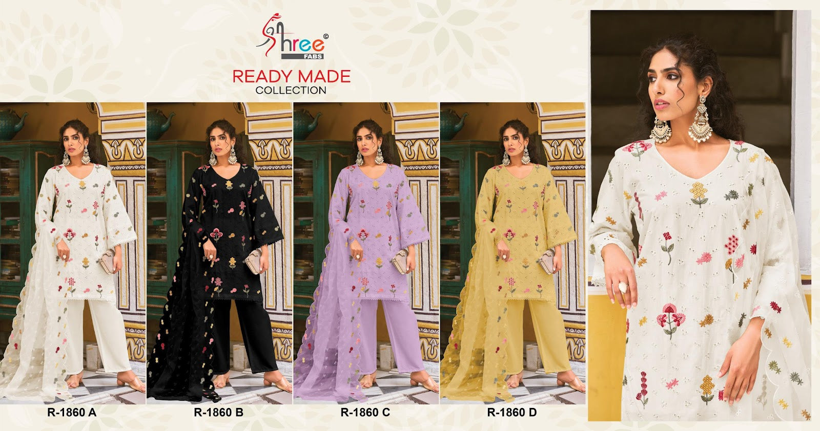 R 1860 Shree Fabs Cambric Cotton Pakistani Readymade Suits Supplier India