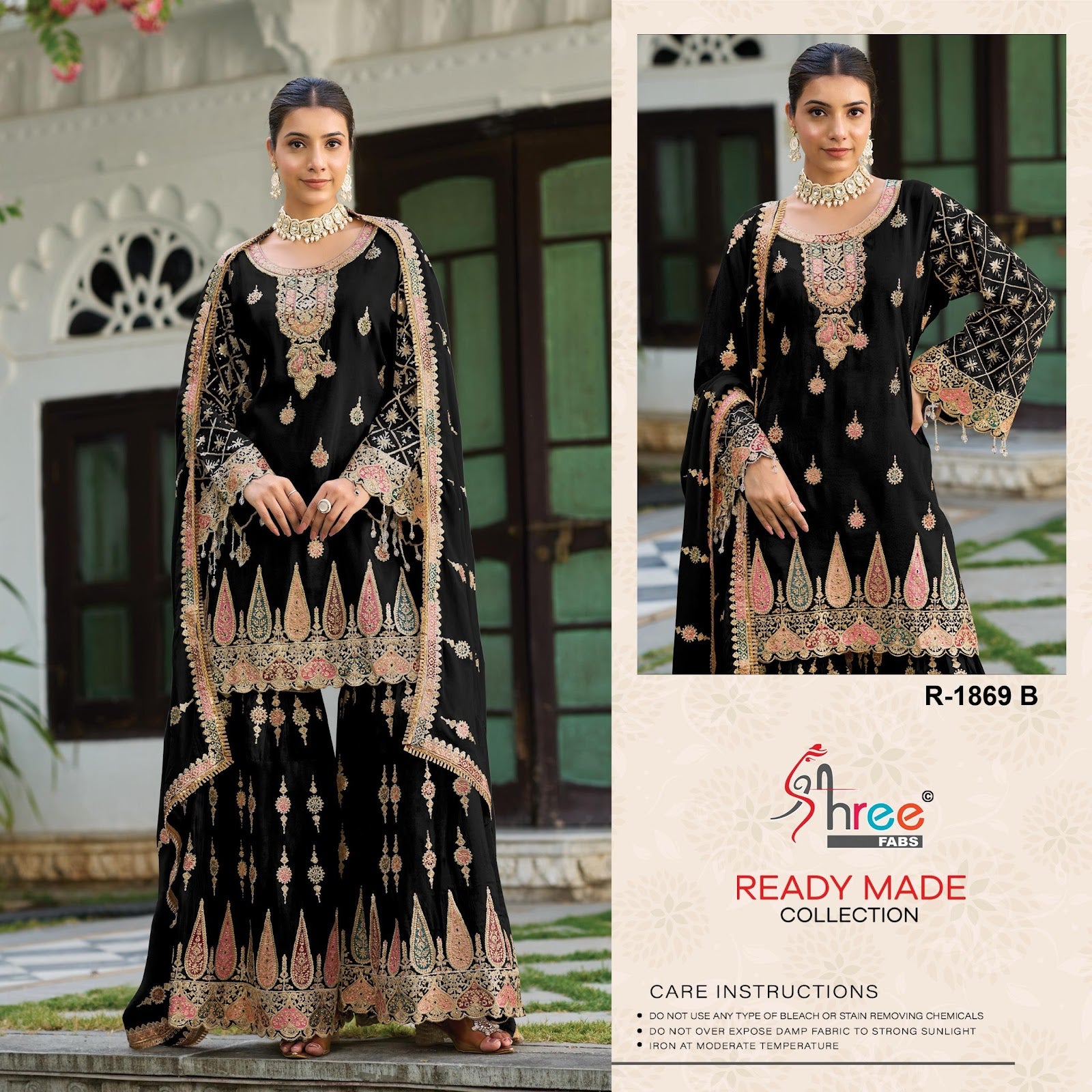 R 1869 Shree Fabs Chinon Pakistani Readymade Suits Wholesale Price
