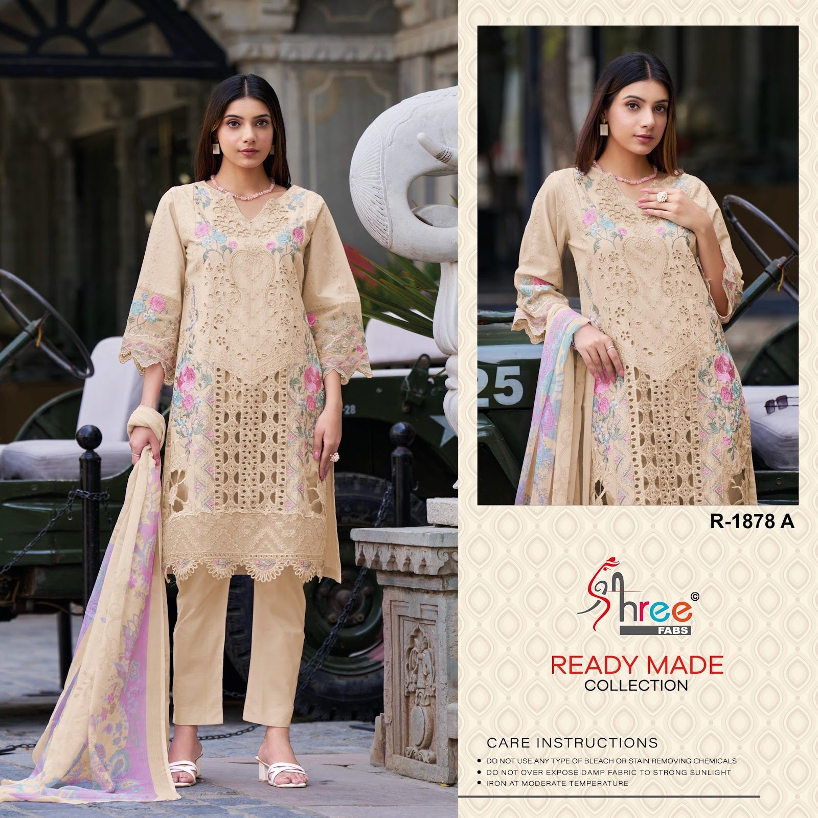 R 1878 Shree Fabs Cambric Cotton Pakistani Readymade Suits Manufacturer